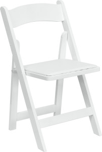 White Wooden Folding Chair Rental